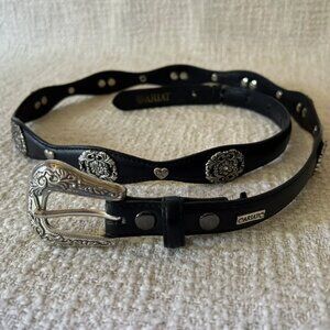 2007 Ariat Womens Heart And Flower Black Leather Belt size 34